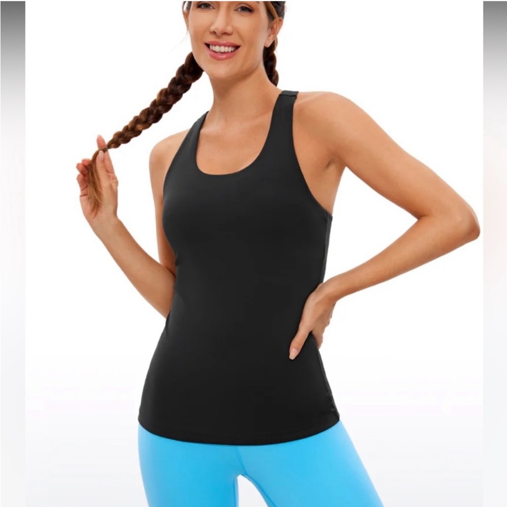 CRZ Yoga Black Hip Length Built In Bra Tank M
